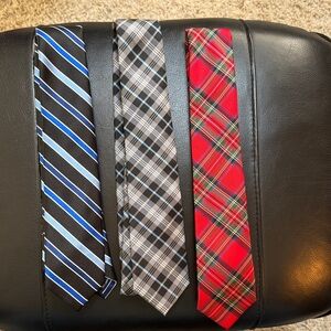 Chaps Boys 3-Pack Ties in Blue Stripe, Gray Plaid & Red Tartan